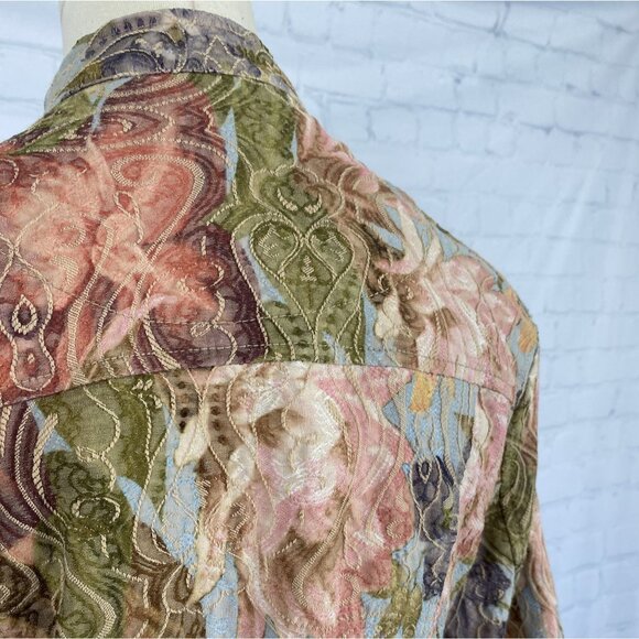 ⭐ 3/$15 Vintage Y2K Analogy Anthropology Petite Multicolored Floral Embroidered - Picture 12 of 14